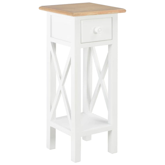 Side Table White 27X27X65.5 Cm Wood