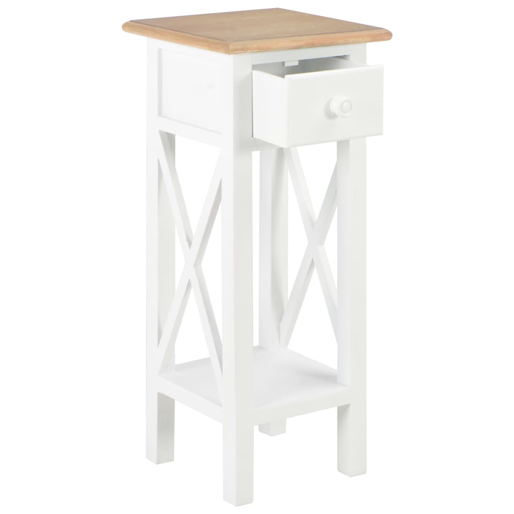 Side Table White 27X27X65.5 Cm Wood