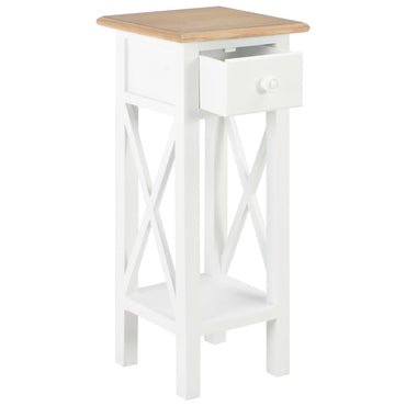 Side Table White 27X27X65.5 Cm Wood