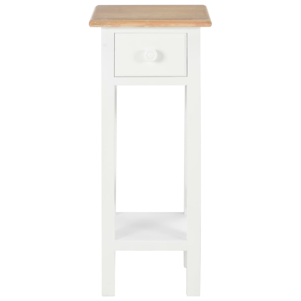 Side Table White 27X27X65.5 Cm Wood