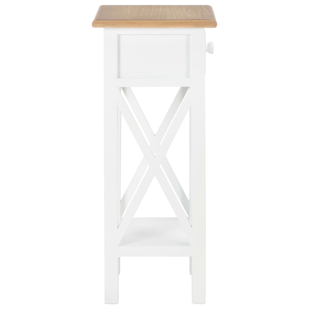 Side Table White 27X27X65.5 Cm Wood