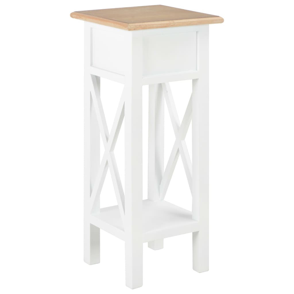 Side Table White 27X27X65.5 Cm Wood