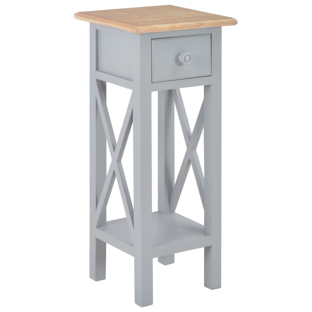 Side Table Grey 27X27X65.5 Cm Wood