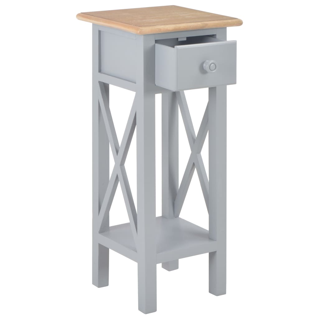 Side Table Grey 27X27X65.5 Cm Wood