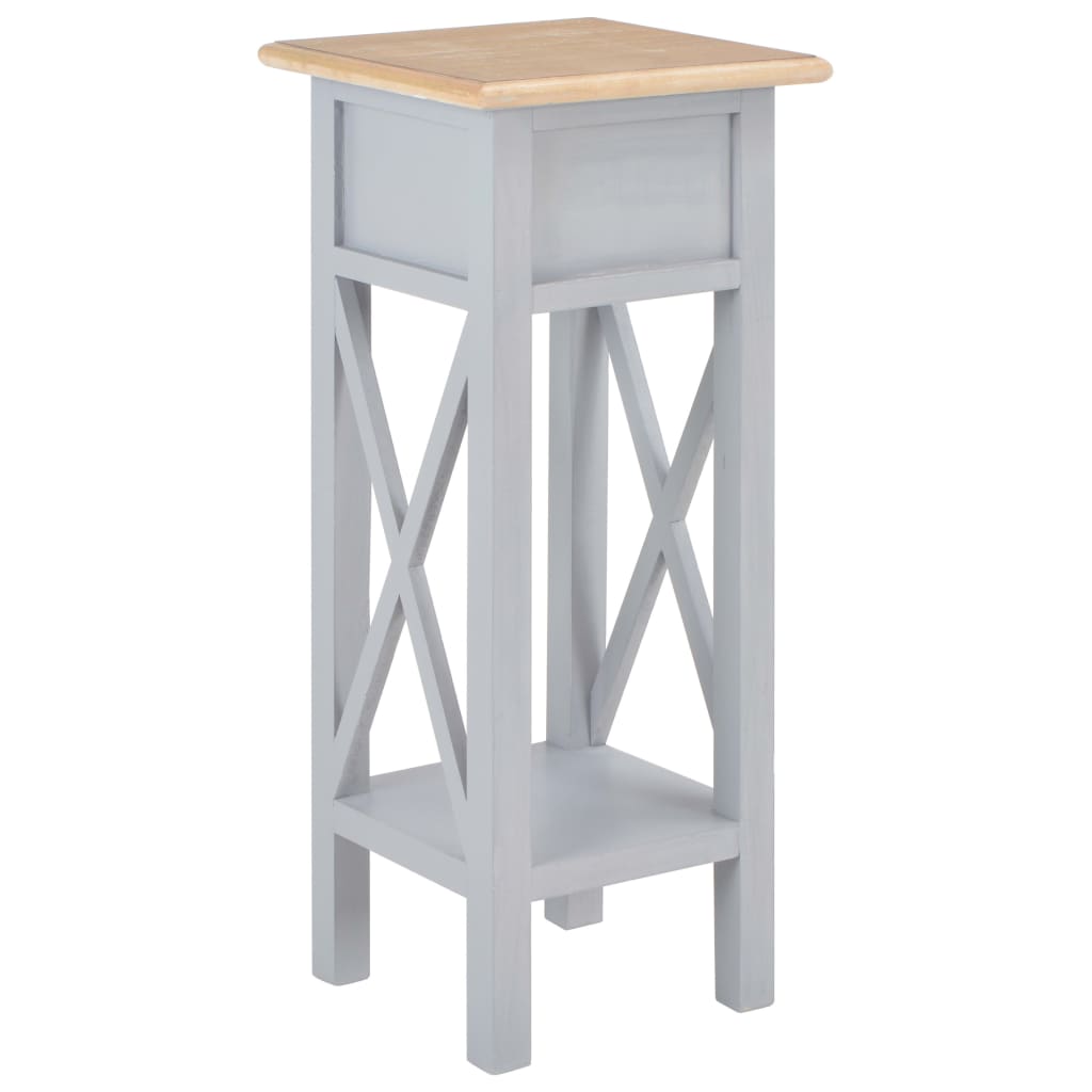 Side Table Grey 27X27X65.5 Cm Wood