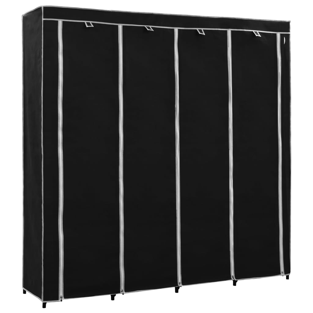 Wardrobe With 4 Compartments Black 175X45X170 Cm