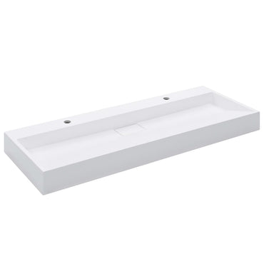 Wash Basin 120X46X11 Cm Mineral Cast/Marble Cast White