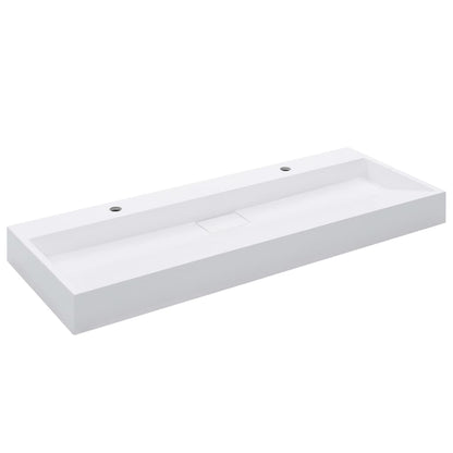 Wash Basin 120X46X11 Cm Mineral Cast/Marble Cast White