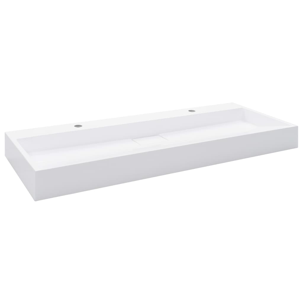 Wash Basin 120X46X11 Cm Mineral Cast/Marble Cast White