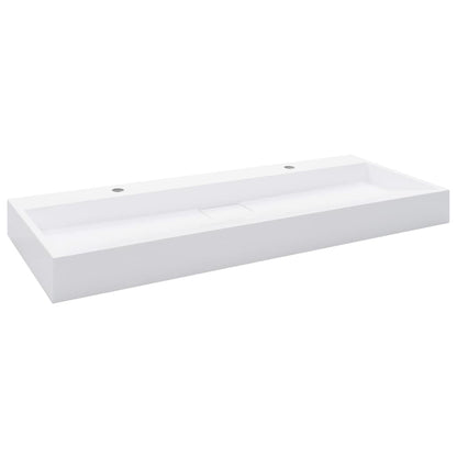 Wash Basin 120X46X11 Cm Mineral Cast/Marble Cast White