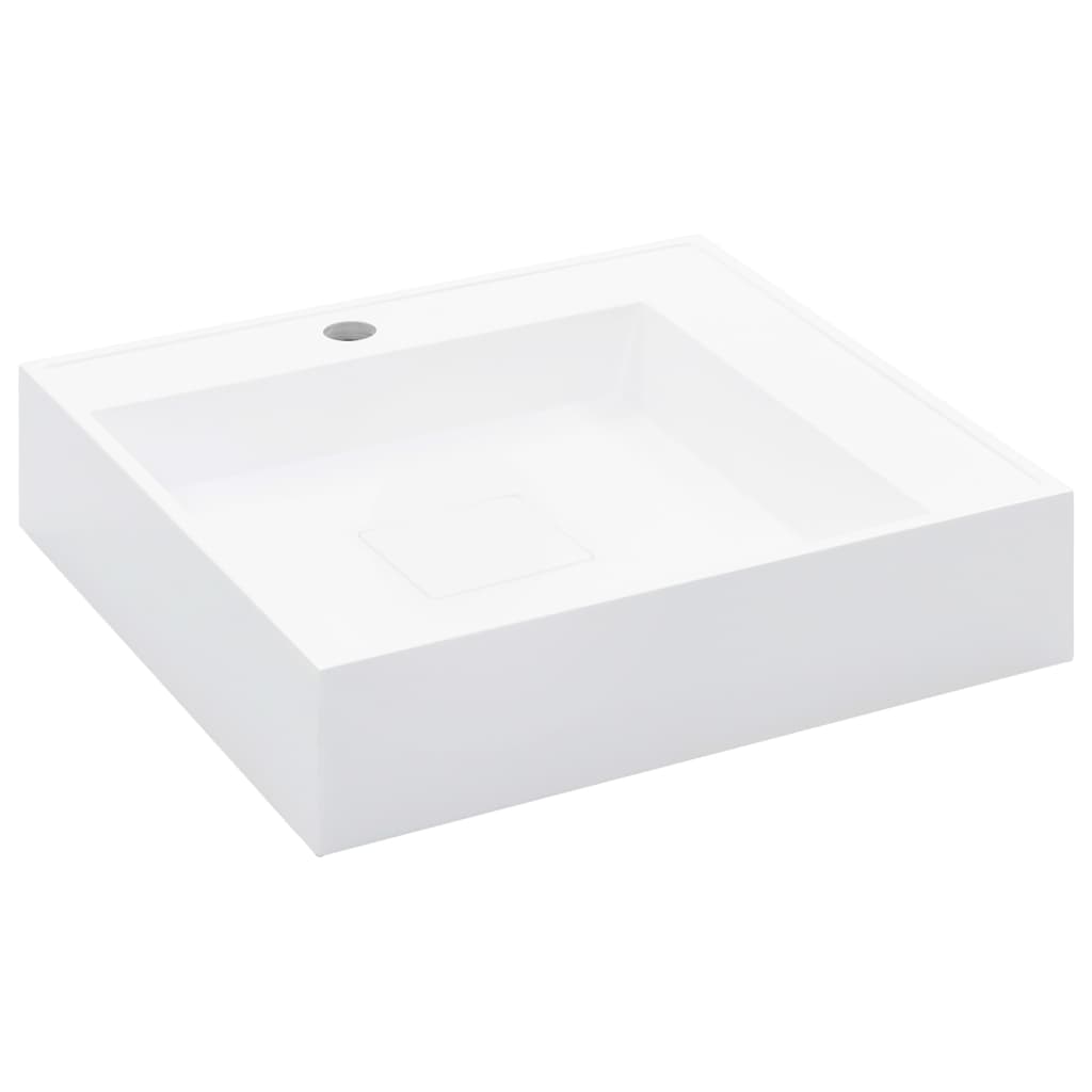 Wash Basin 50X50X12.3 Cm Mineral Cast/Marble Cast White