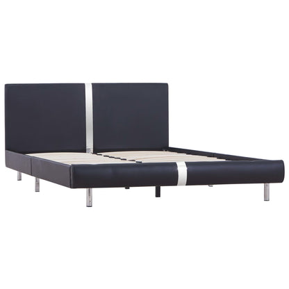 Bed Frame Black Faux Leather 135X190 Cm Double