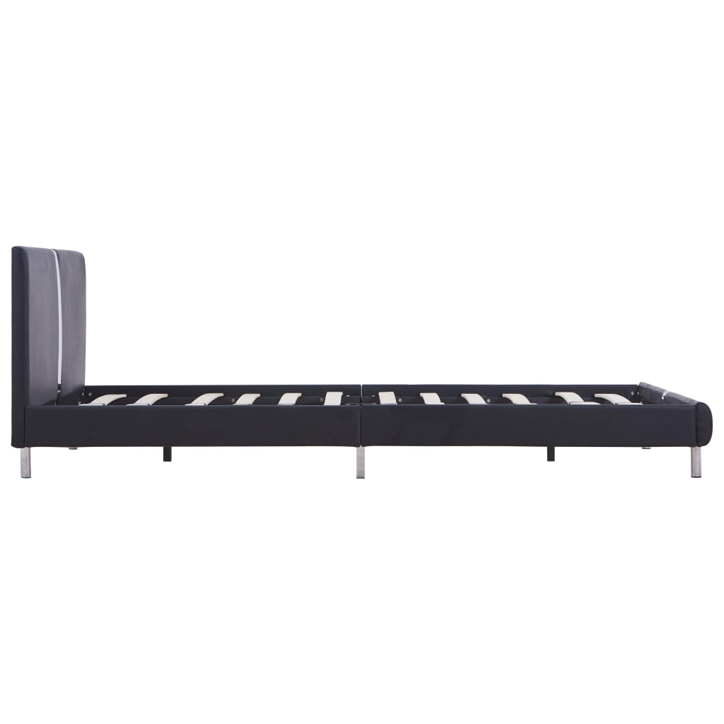 Bed Frame Black Faux Leather 135X190 Cm Double