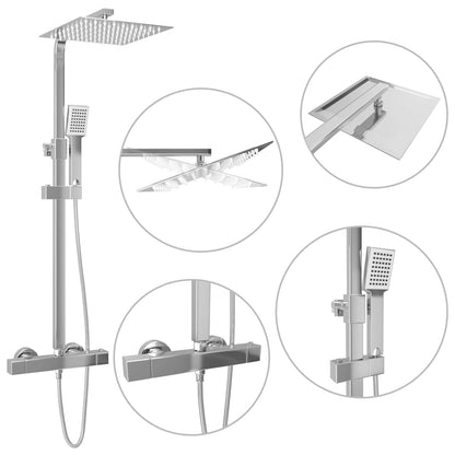 Dual Head Shower Set With Thermostat Stainless Steel