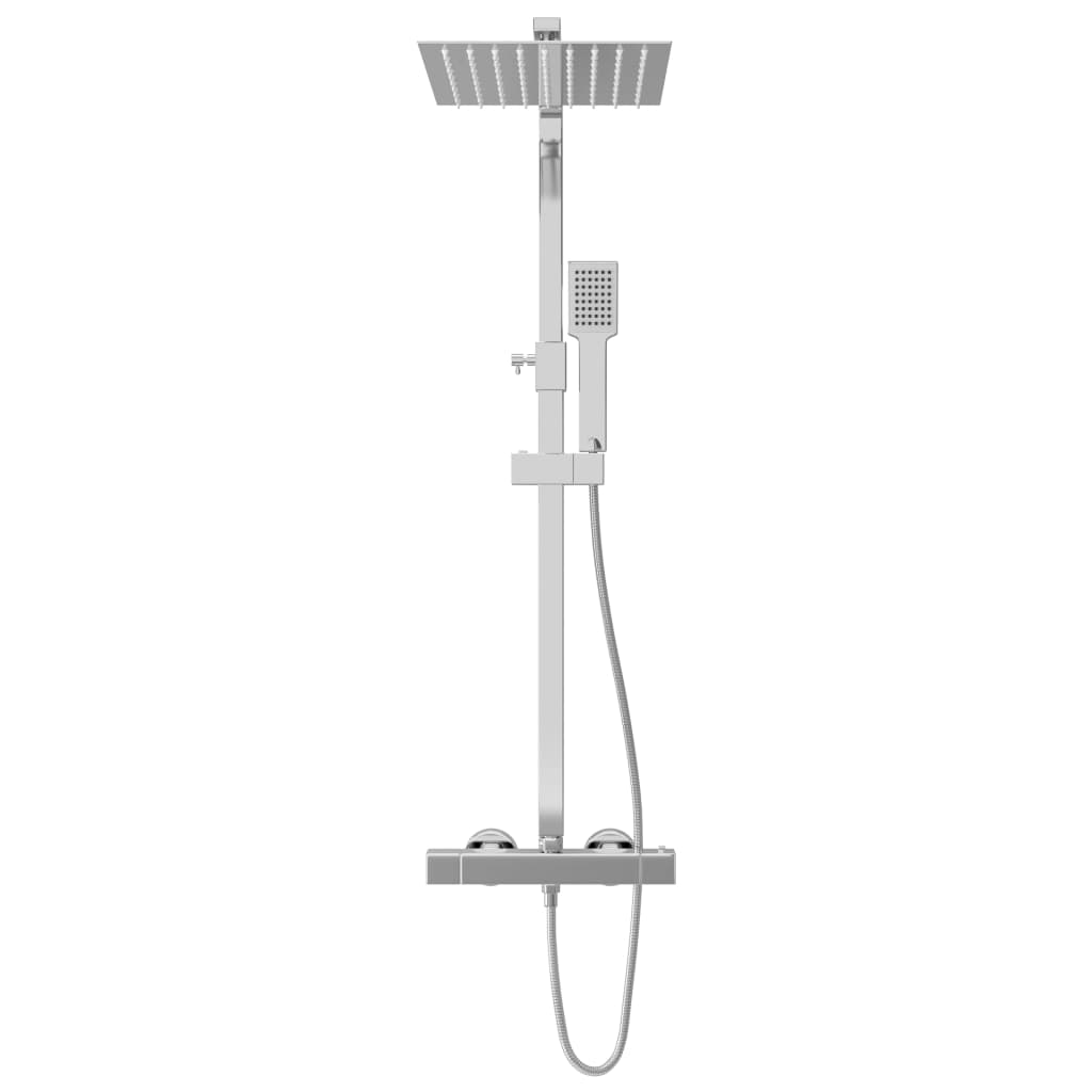 Dual Head Shower Set With Thermostat Stainless Steel