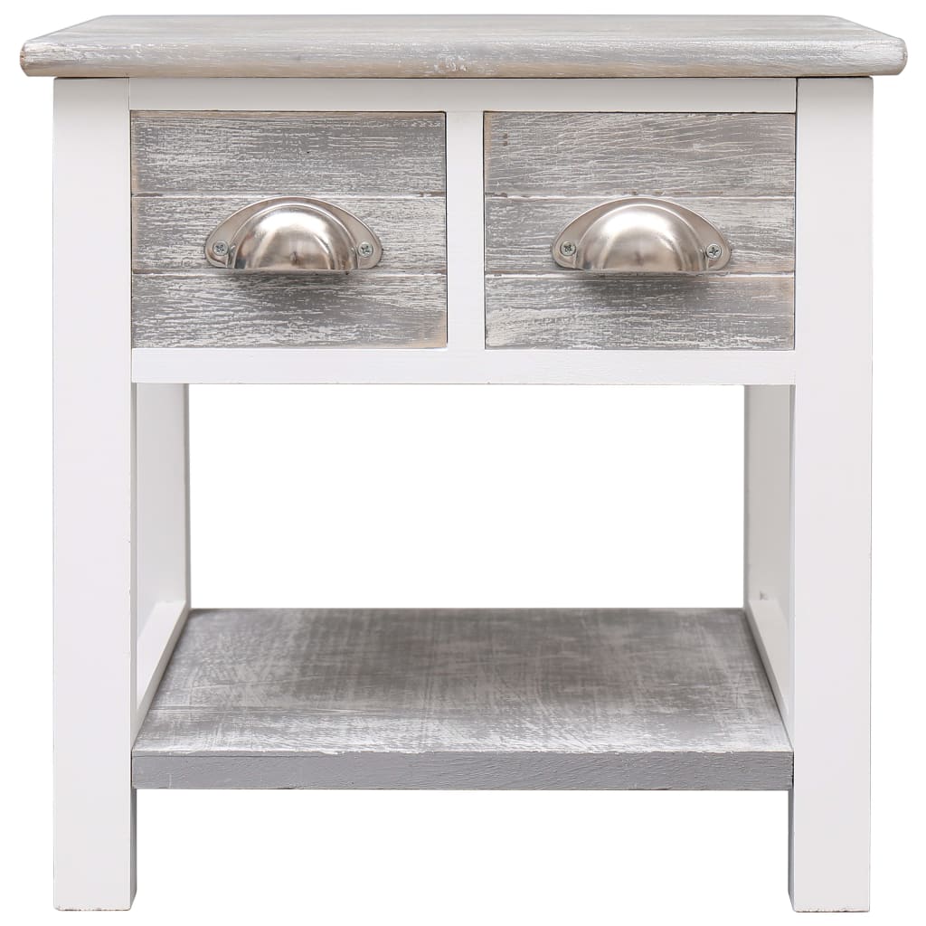 Side Table Grey 40X40X40 Cm Paulownia Wood