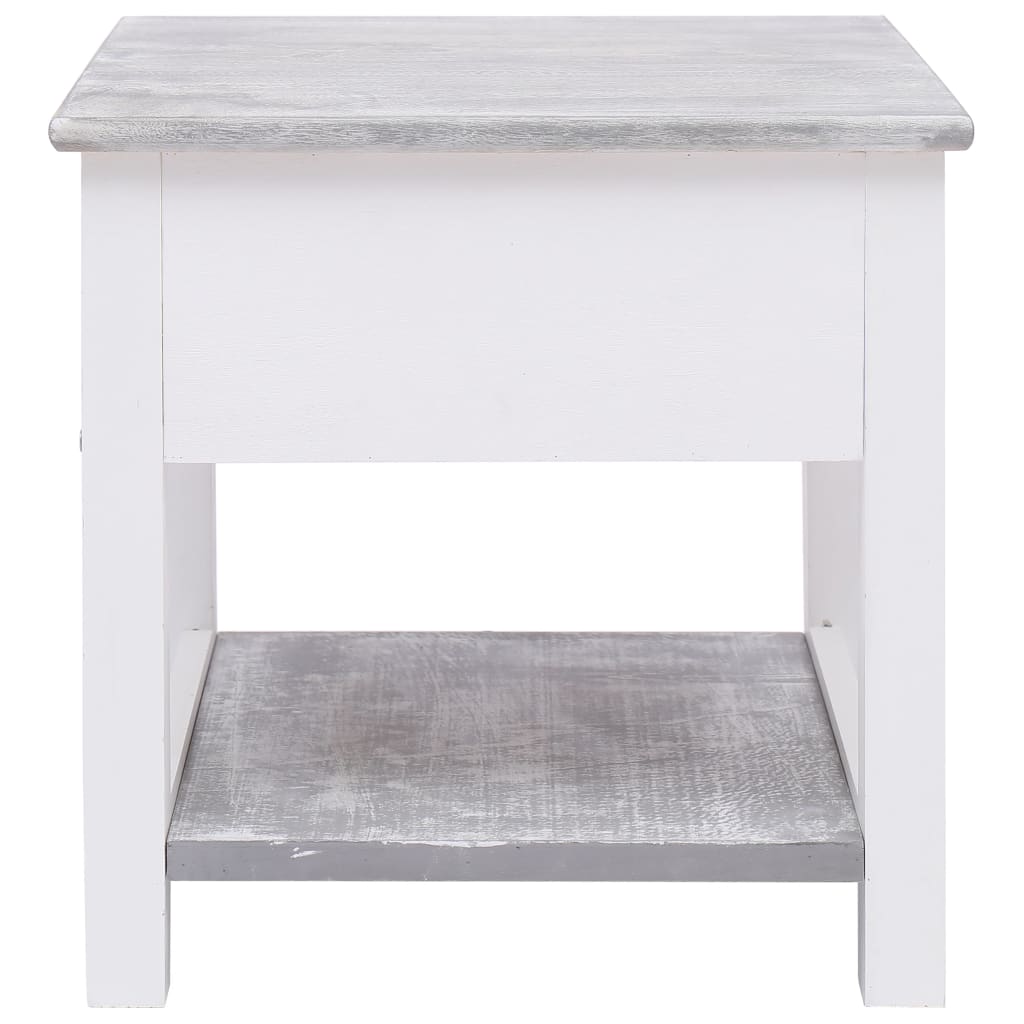 Side Table Grey 40X40X40 Cm Paulownia Wood