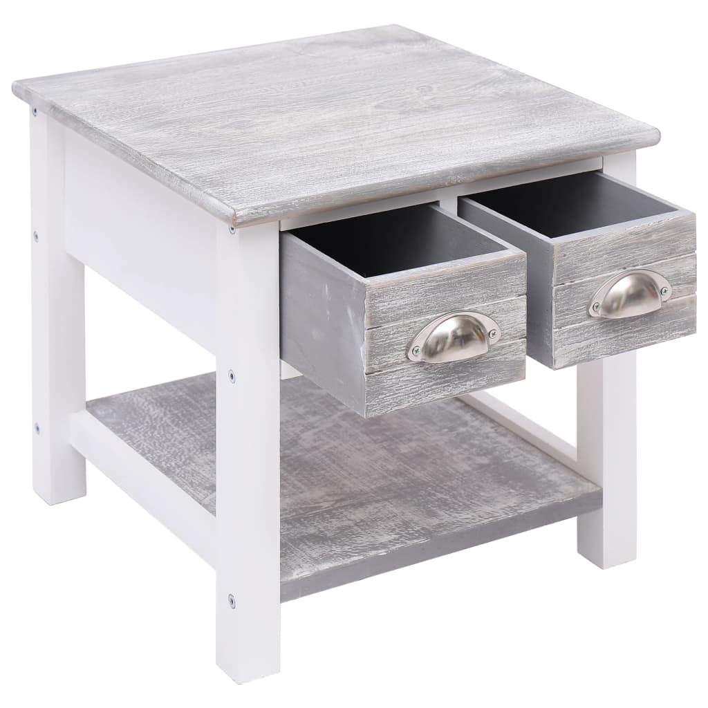 Side Table Grey 40X40X40 Cm Paulownia Wood