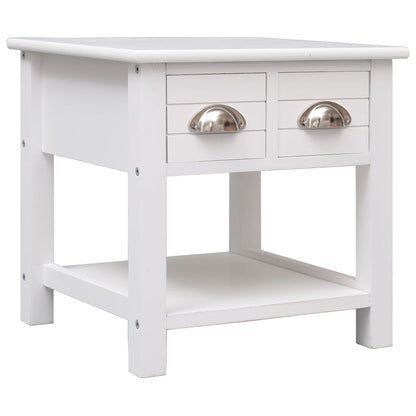 Side Table White 40X40X40 Cm Paulownia Wood