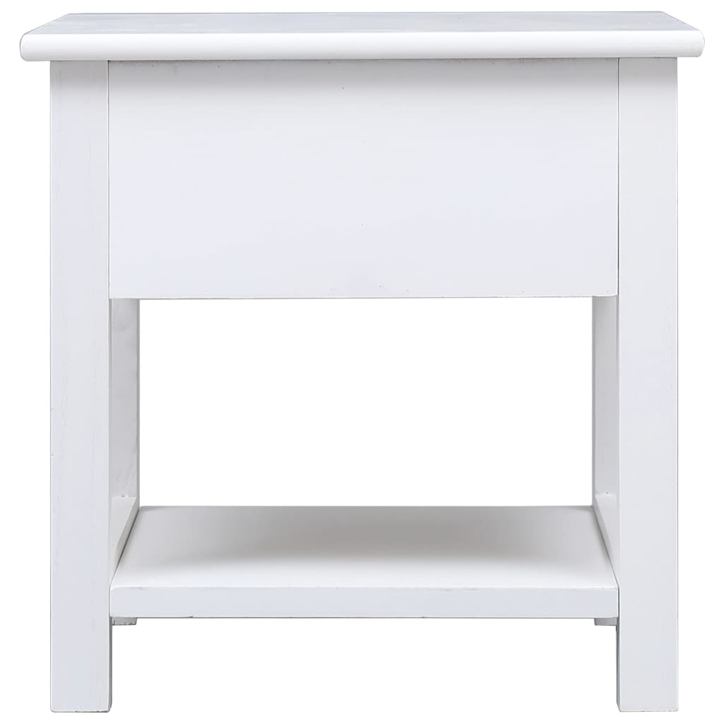 Side Table White 40X40X40 Cm Paulownia Wood