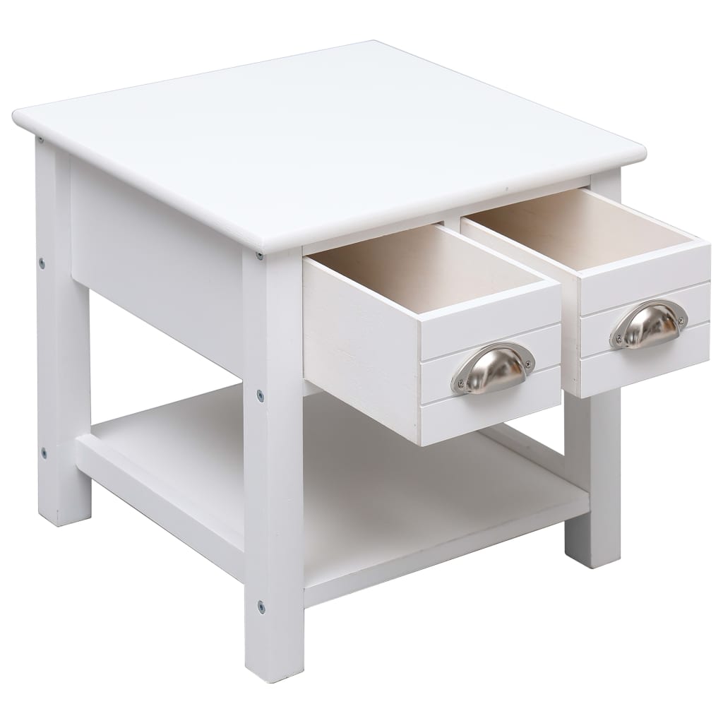 Side Table White 40X40X40 Cm Paulownia Wood