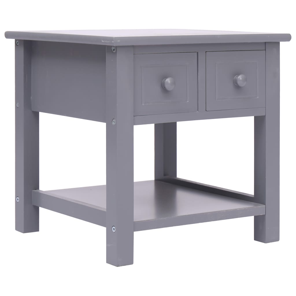 Side Table Grey 40X40X40 Cm Paulownia Wood