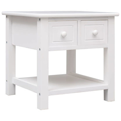 Side Table White 40X40X40 Cm Paulownia Wood