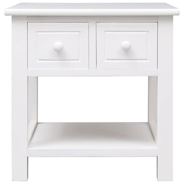 Side Table White 40X40X40 Cm Paulownia Wood