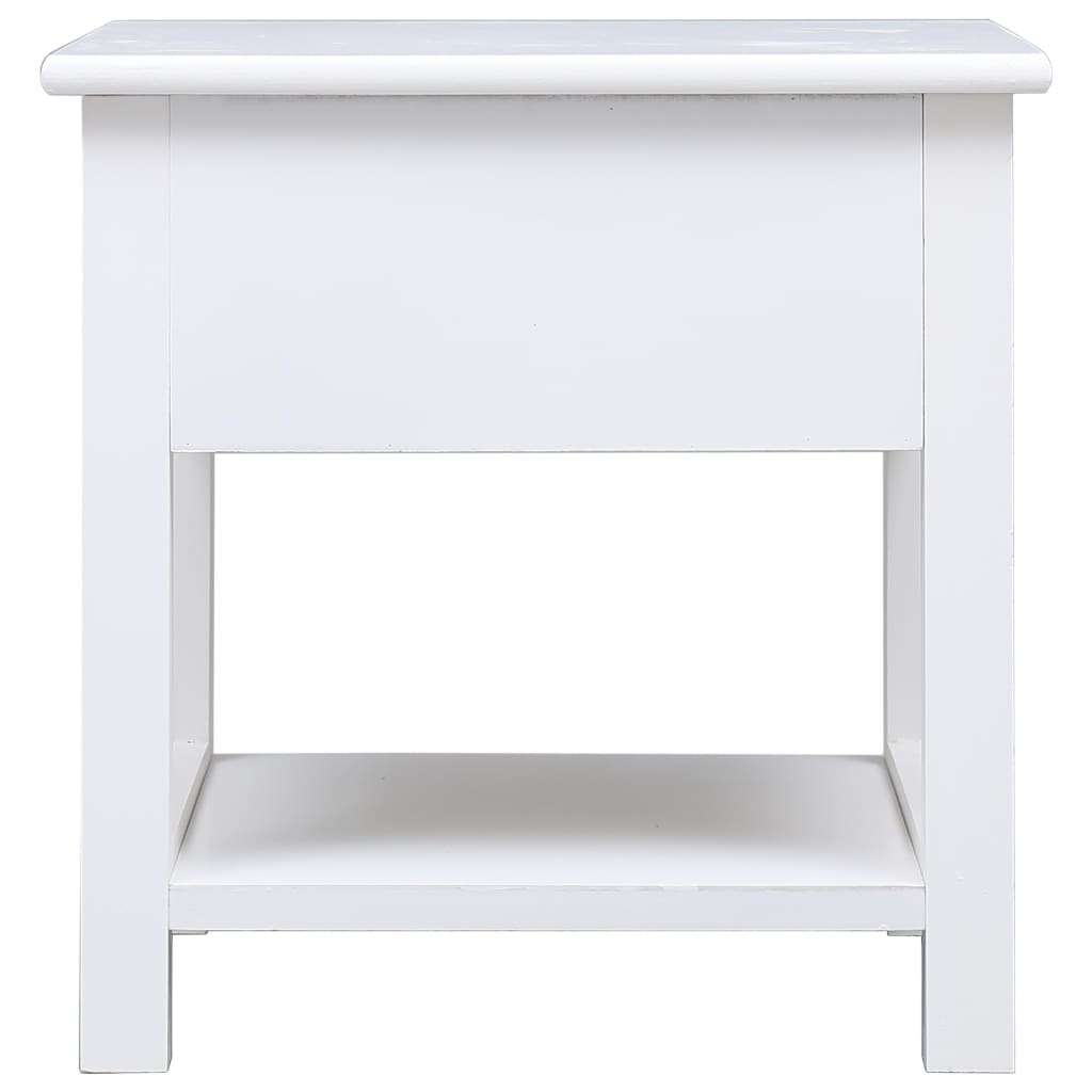 Side Table White 40X40X40 Cm Paulownia Wood