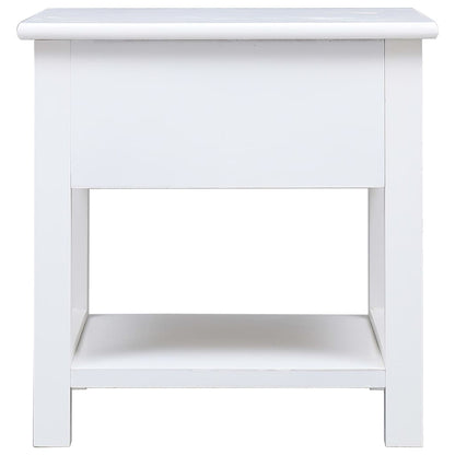 Side Table White 40X40X40 Cm Paulownia Wood