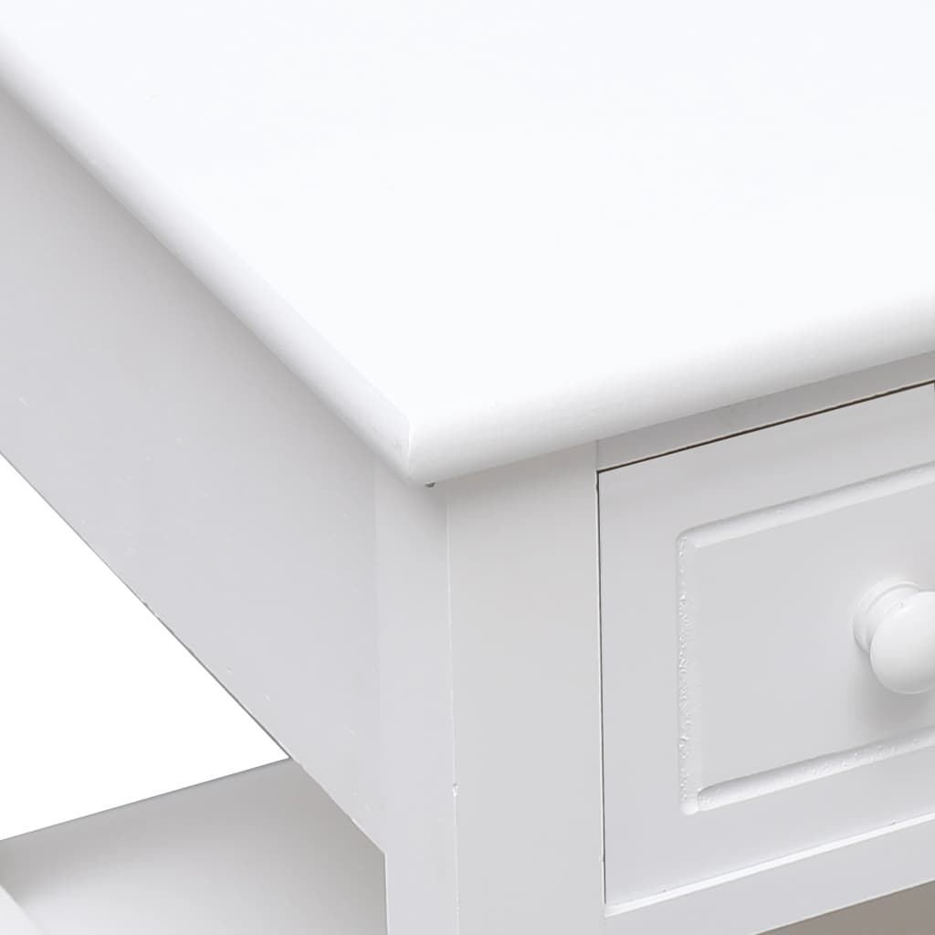 Side Table White 40X40X40 Cm Paulownia Wood