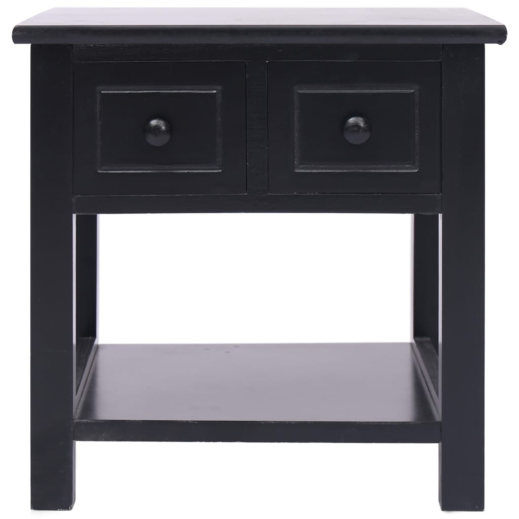 Side Table Black 40X40X40 Cm Paulownia Wood