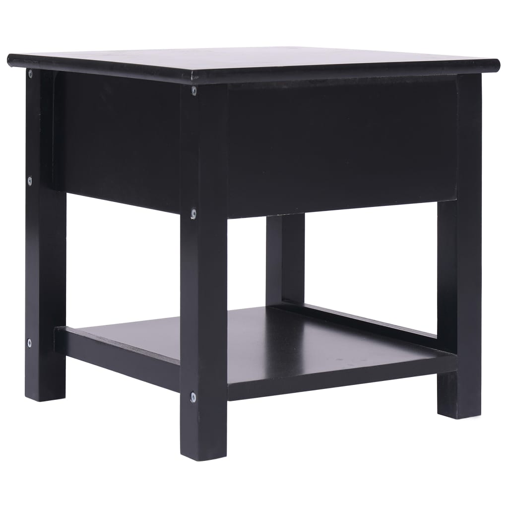 Side Table Black 40X40X40 Cm Paulownia Wood