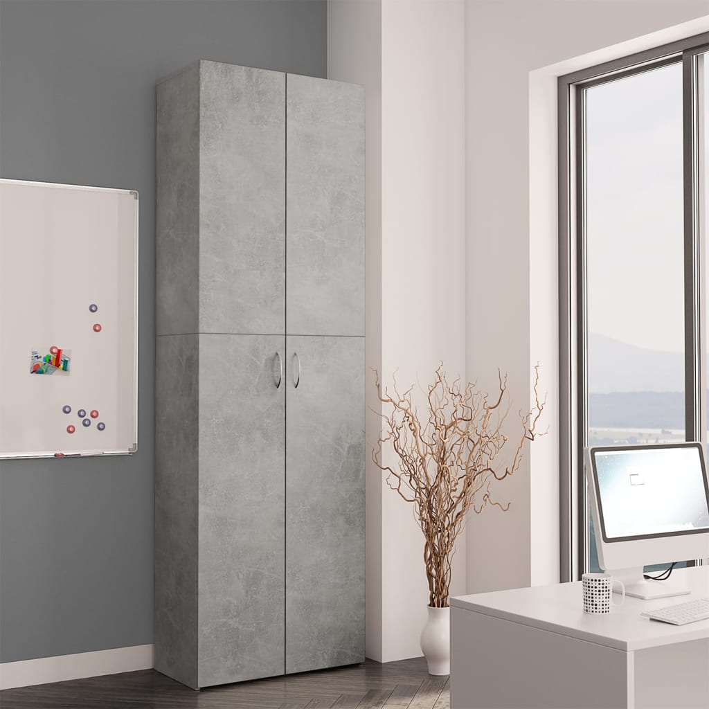 Office Cabinet Concrete Grey 60X32X190 Cm Engineered Wood