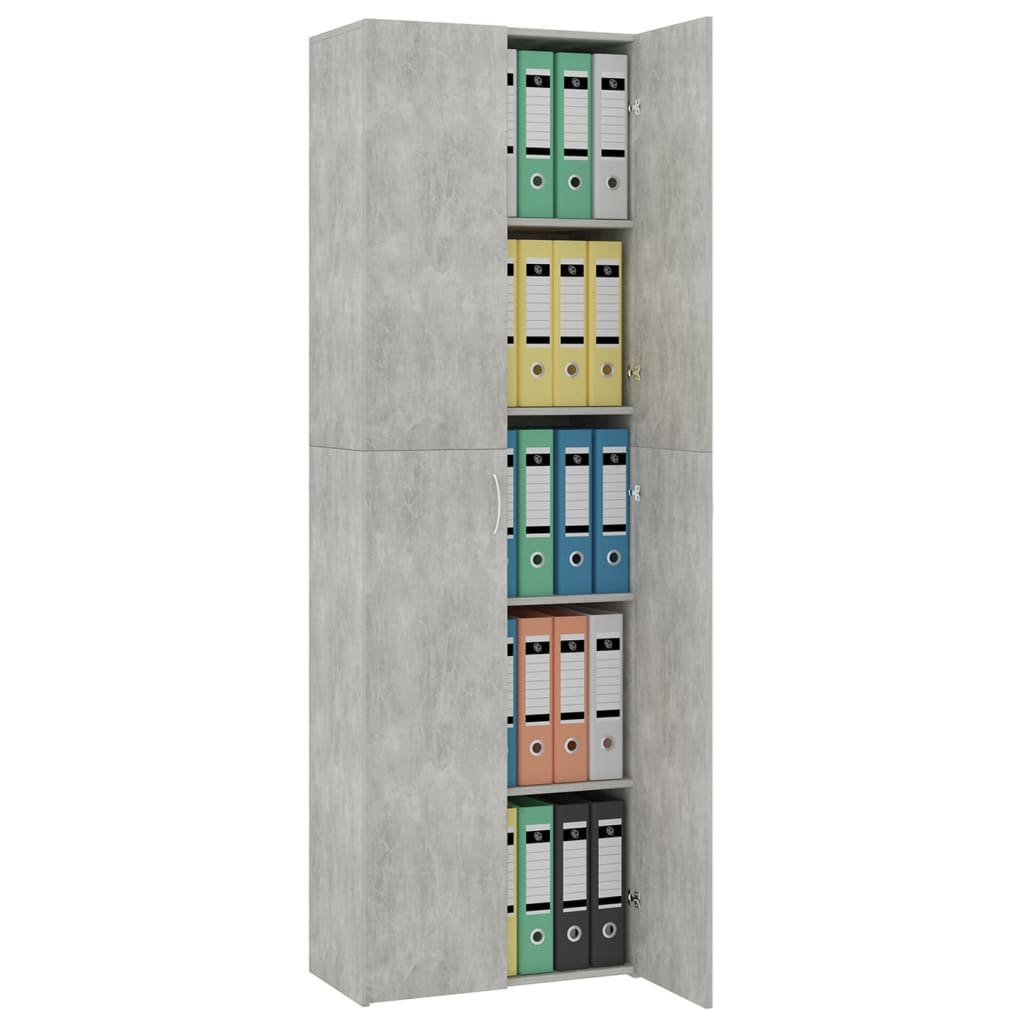 Office Cabinet Concrete Grey 60X32X190 Cm Engineered Wood