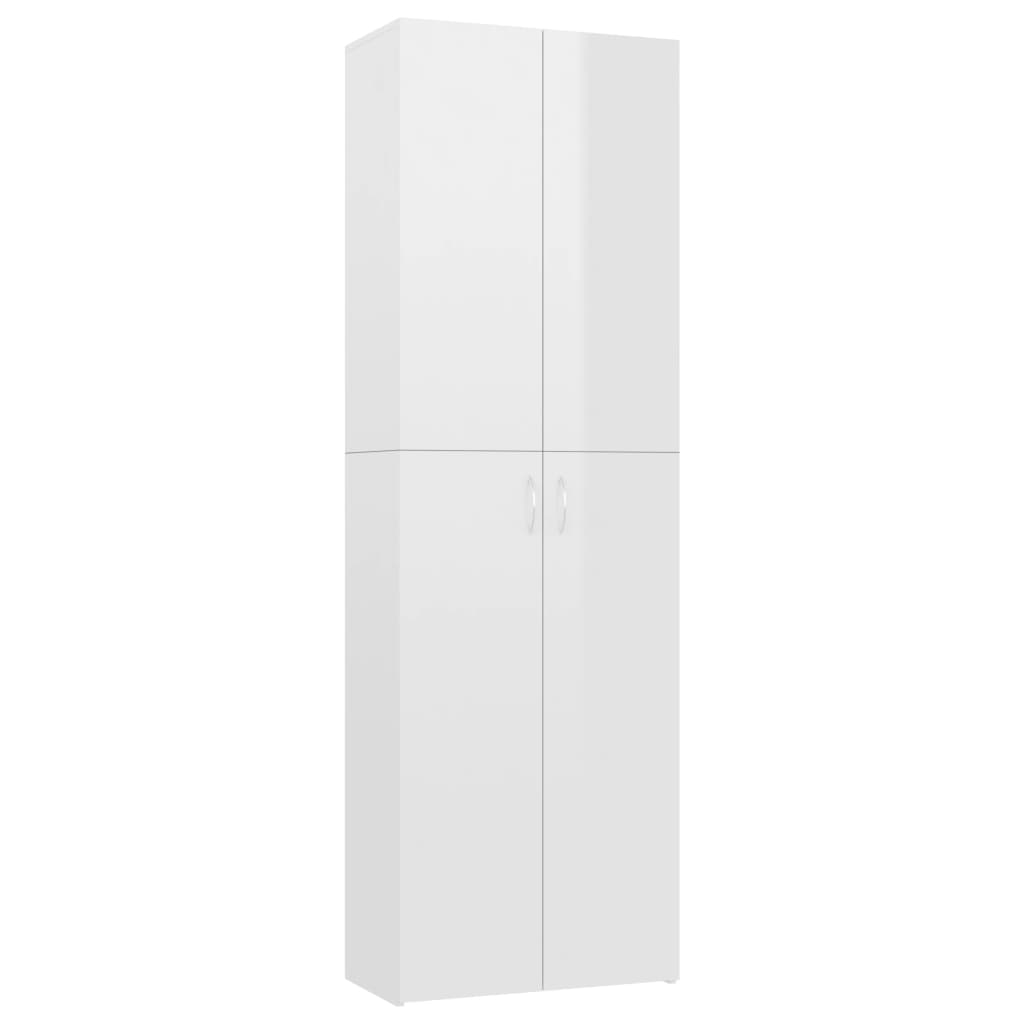 Office Cabinet High Gloss White 60X32X190 Cm Engineered Wood