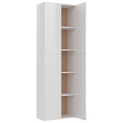 Office Cabinet High Gloss White 60X32X190 Cm Engineered Wood