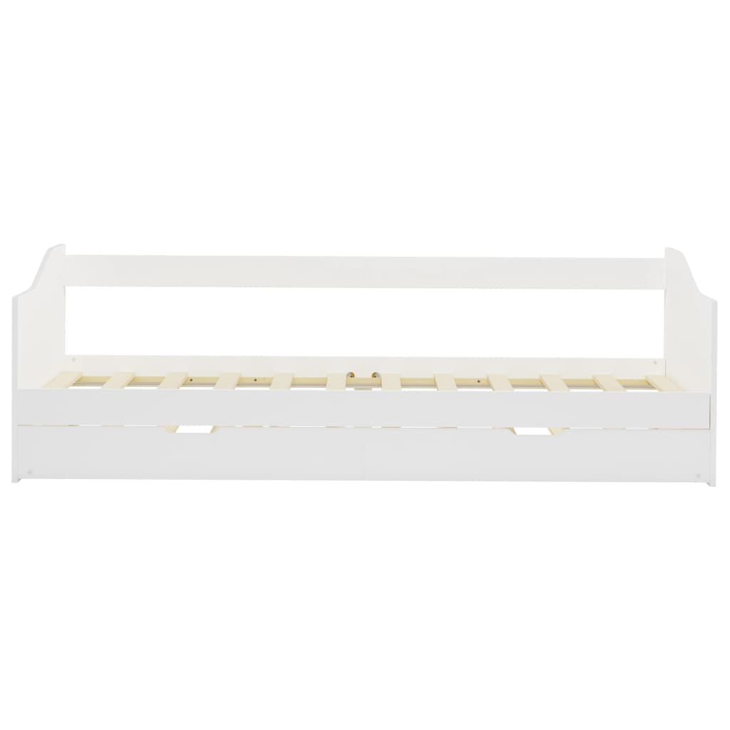 Pull-Out Sofa Bed Frame White Pinewood 90X200 Cm