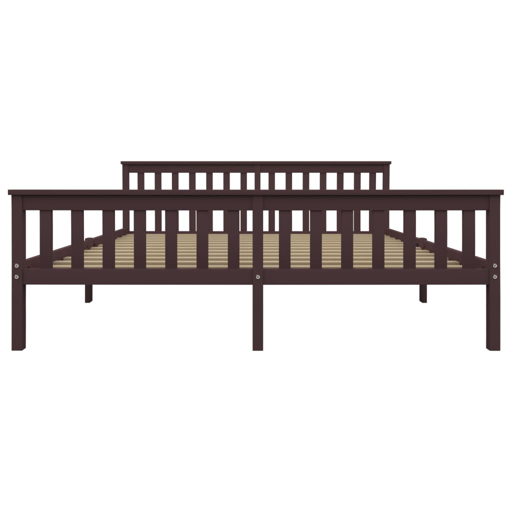 Bed Frame Dark Brown Solid Pinewood 180X200 Cm Super King