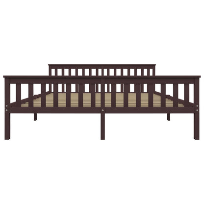 Bed Frame Dark Brown Solid Pinewood 180X200 Cm Super King