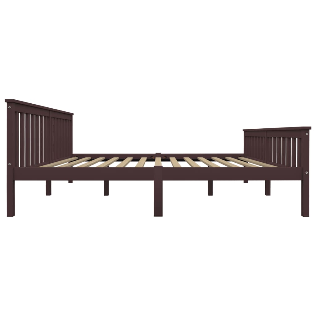 Bed Frame Dark Brown Solid Pinewood 180X200 Cm Super King