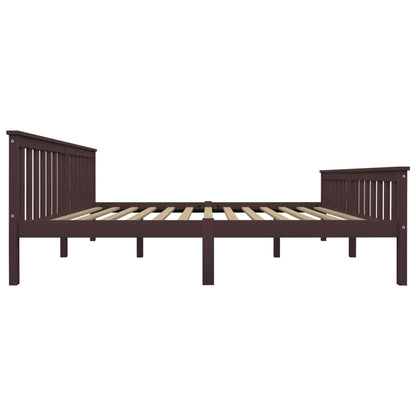 Bed Frame Dark Brown Solid Pinewood 180X200 Cm Super King