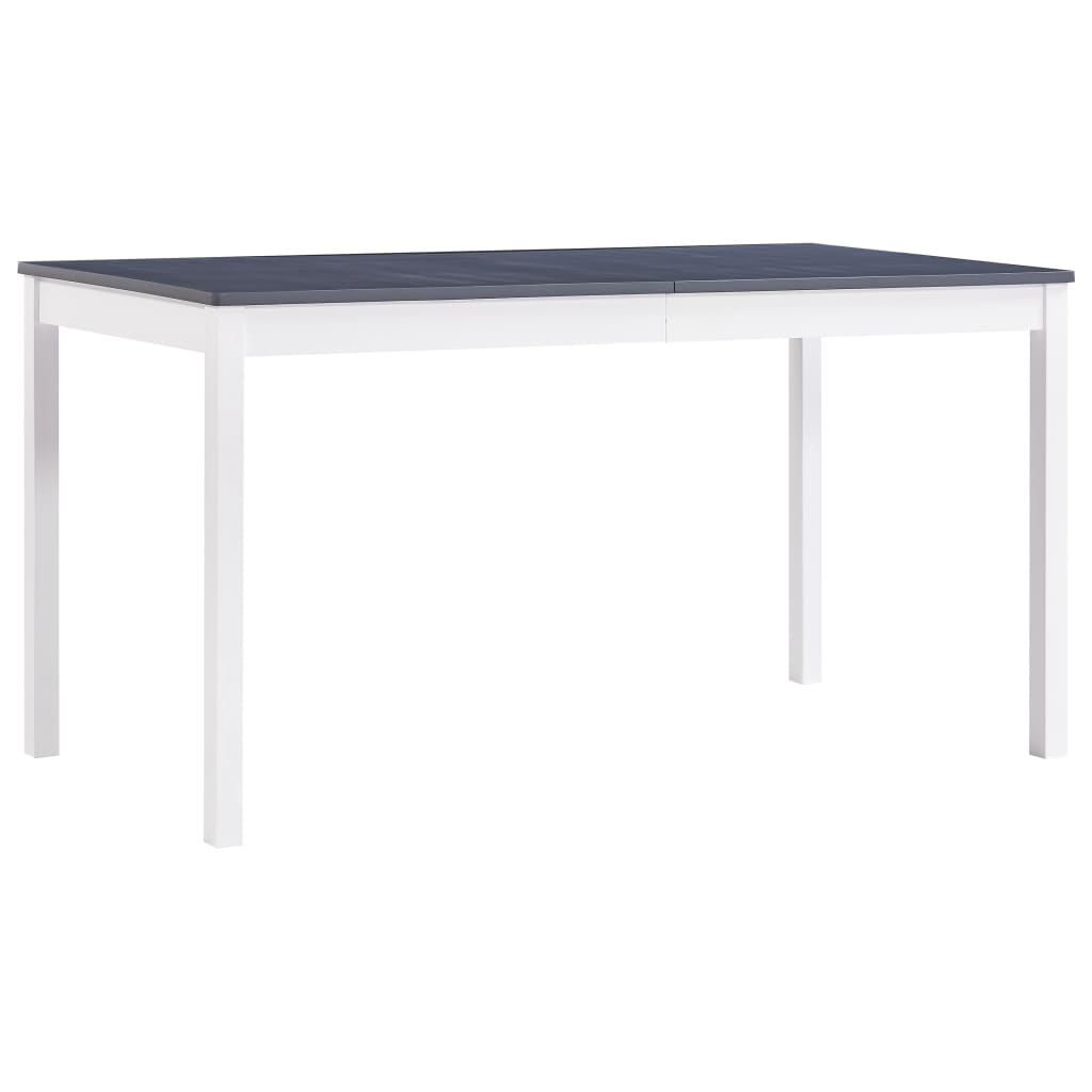 Dining Table White And Grey 140X70X73 Cm Pinewood