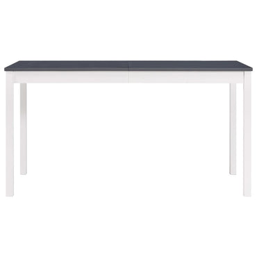 Dining Table White And Grey 140X70X73 Cm Pinewood