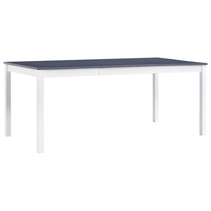 Dining Table White And Grey 180X90X73 Cm Pinewood