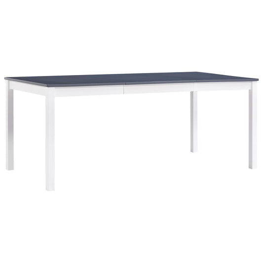 Dining Table White And Grey 180X90X73 Cm Pinewood