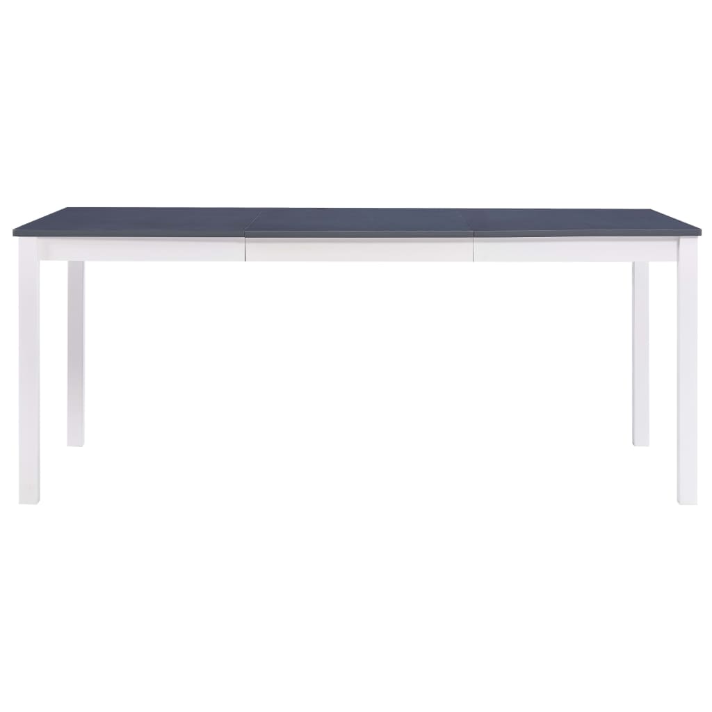 Dining Table White And Grey 180X90X73 Cm Pinewood