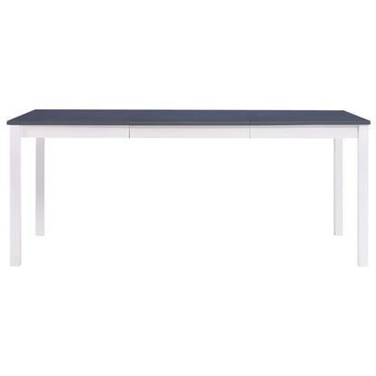 Dining Table White And Grey 180X90X73 Cm Pinewood