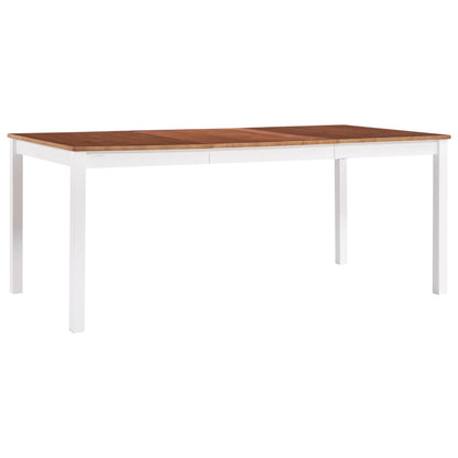 Dining Table White And Brown 180X90X73 Cm Pinewood