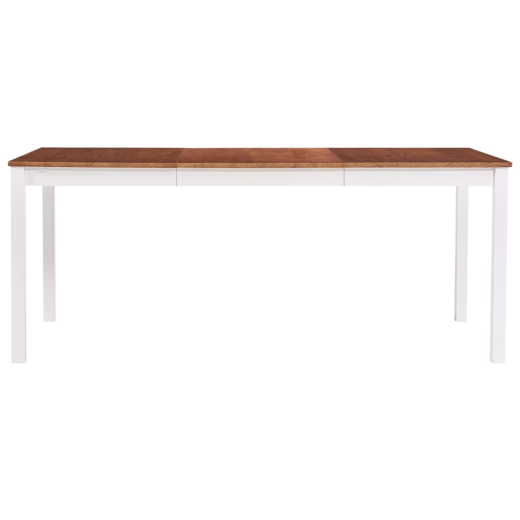 Dining Table White And Brown 180X90X73 Cm Pinewood